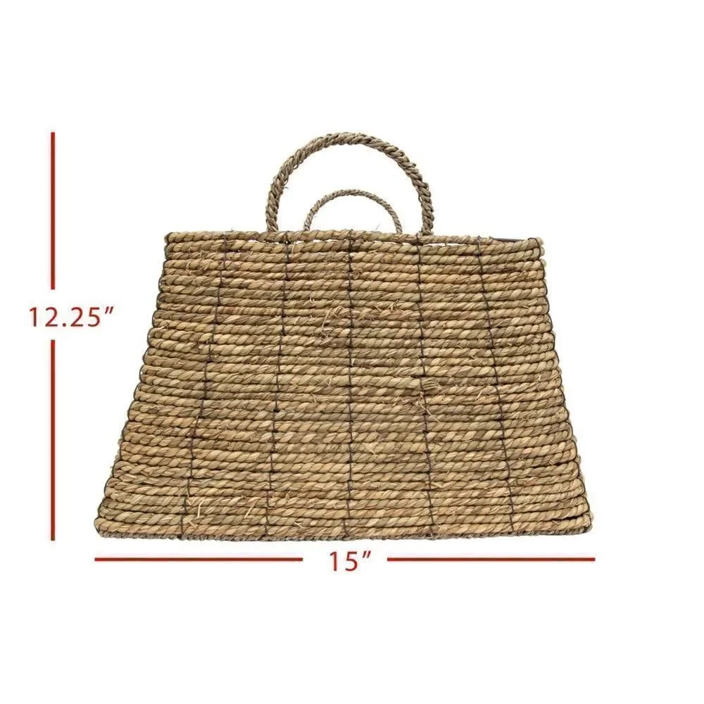 Natural Woven Natural Seagrass & Metal Basket